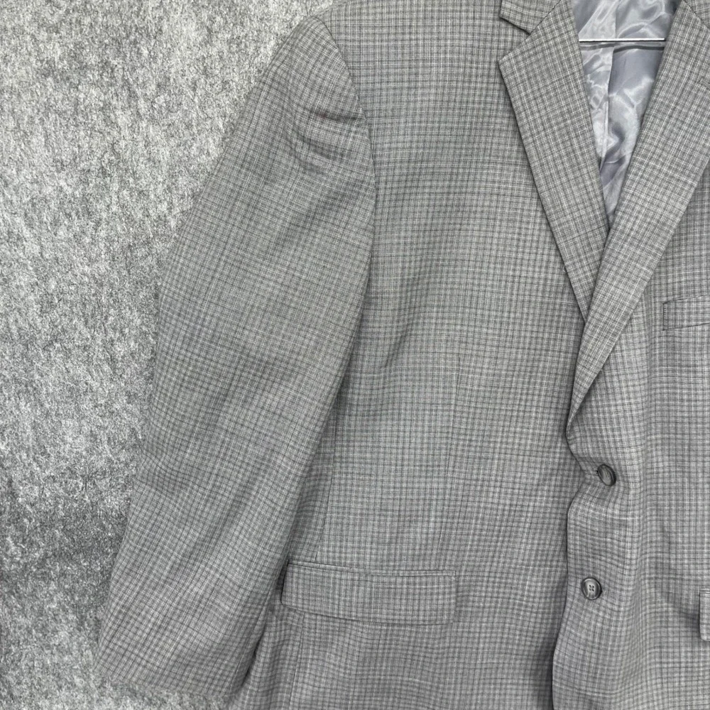 Pronto Uomo Platinum Blazer Mens 52R Grey Plaid Wool Blend 2 Button Sport Coat